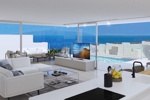 Modern design villa with large garden, swimming pool and sea views in Rokabella, Costa Adeje